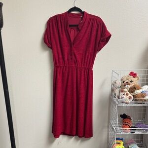 Vintage Terry Cloth Red Button-Up Dress